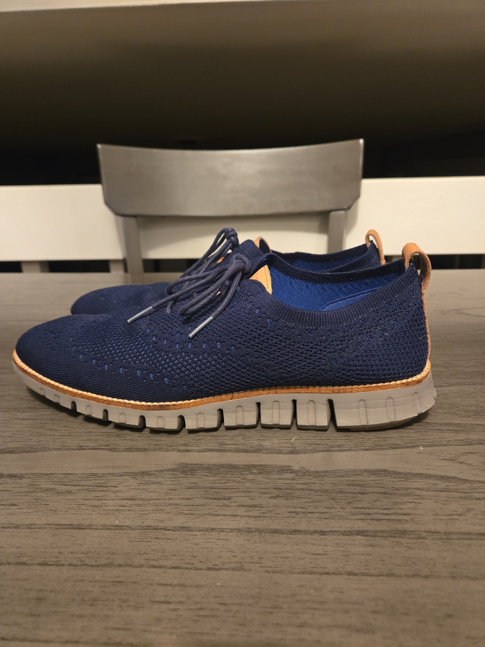 Cole Haan Zerogrand Stitchlite Wingtip Blue Oxford Mens Shoes  Size 11.5